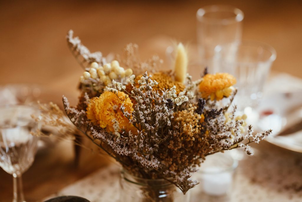 Centre de table fleurs séchées