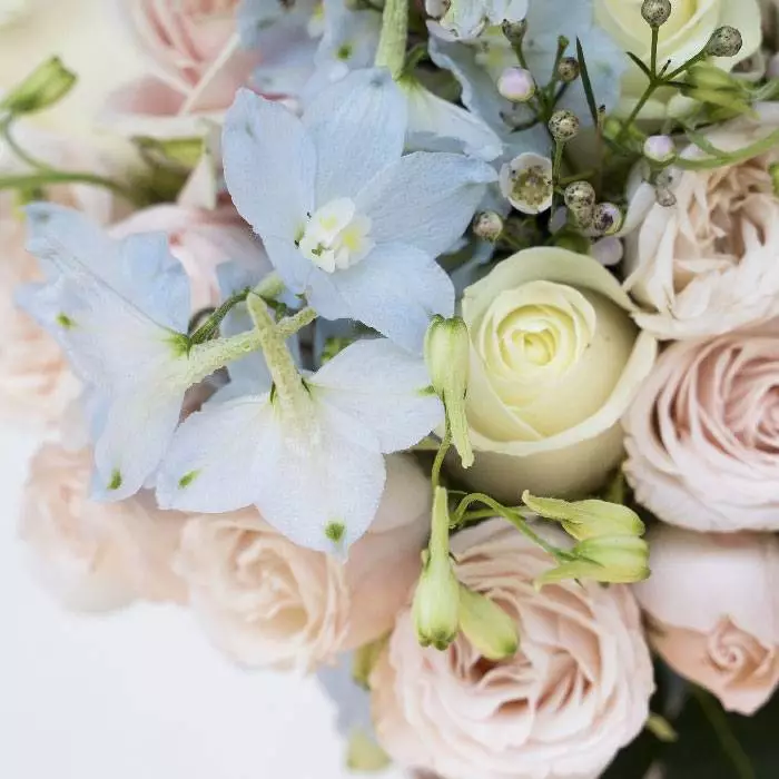 Zoom sur un bouquet de mariée pastel