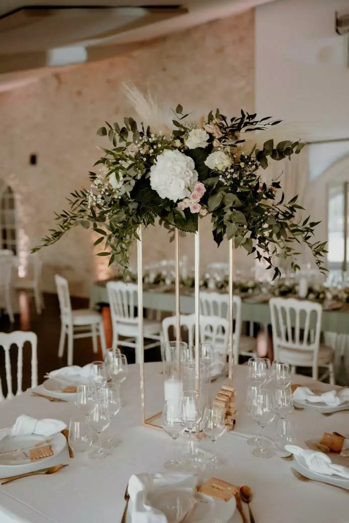 Centre de table hortensia blanc
